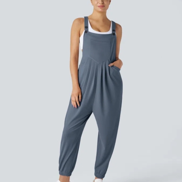 HALARA Pants - Halara Adjustable Strap Button Waffle Casual Jogger Dungarees Grisaille Medium